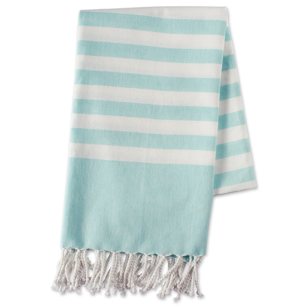 Aqua 1 Inch Stripe Fouta Towel