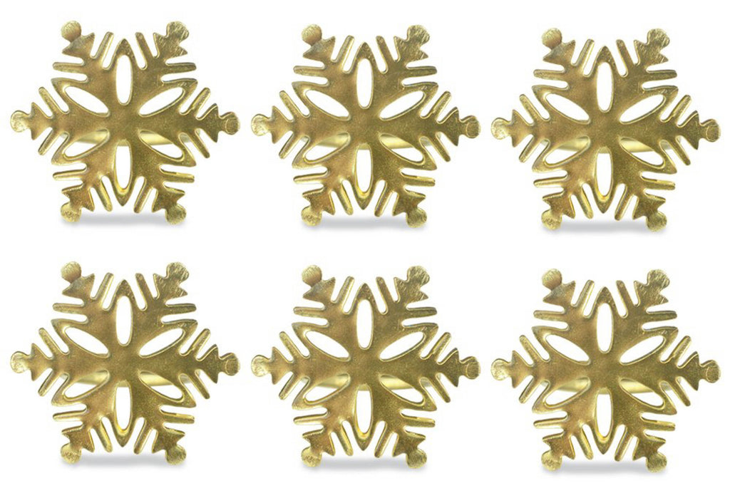 Gold Snowflake Napkin Ring Set/6