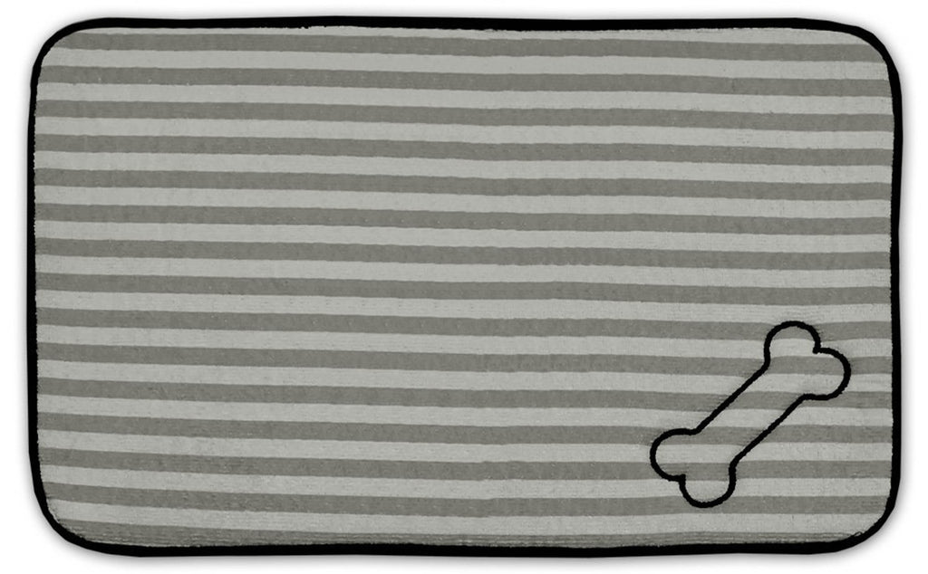 Gray Stripe Embroidered Bone Pet Mat