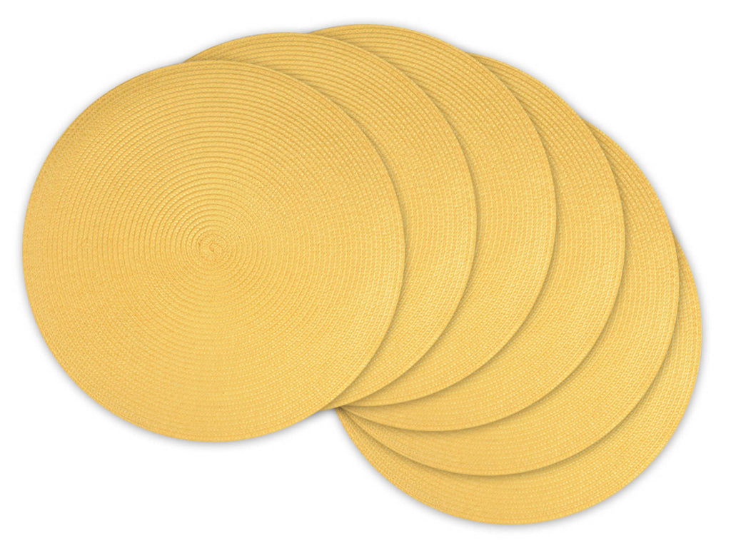 Yellow Round Pp Woven Placemat Set/6