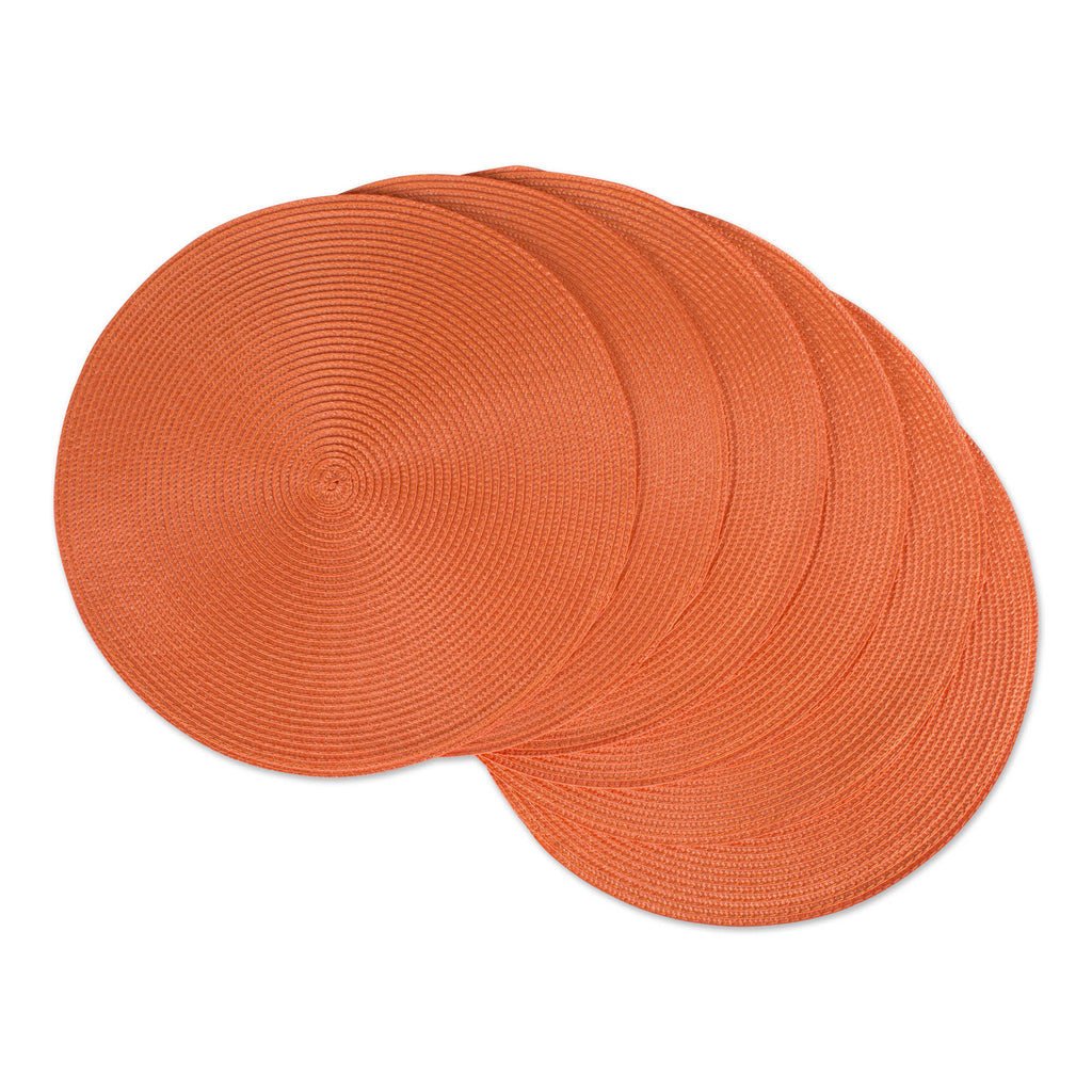 Orange Round Pp Woven Placemat Set/6