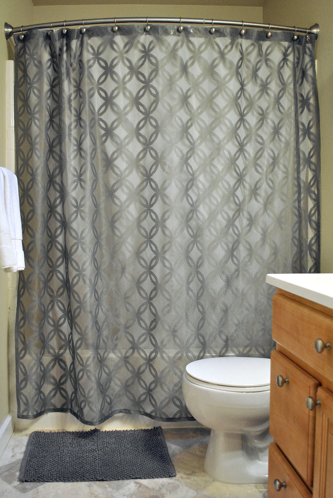 Gray Lace Lattice Shower Curtain