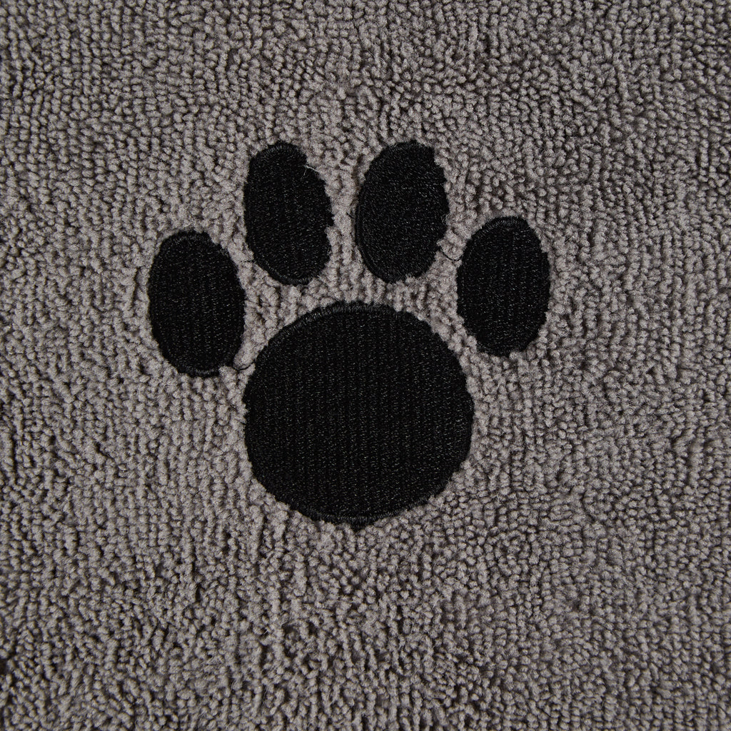 Gray Embroidered Paw Pet Towel