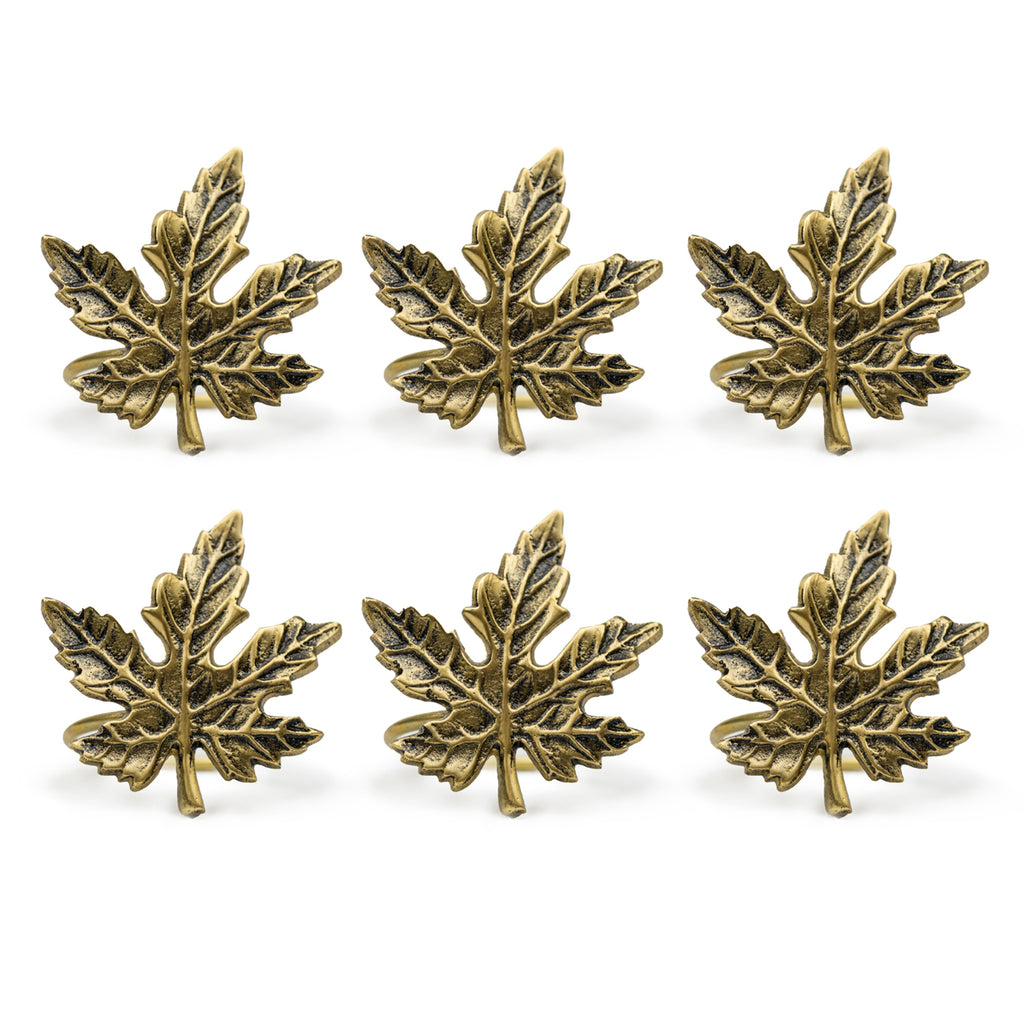 Gold Maple Leaf Napkin Ring Set/6