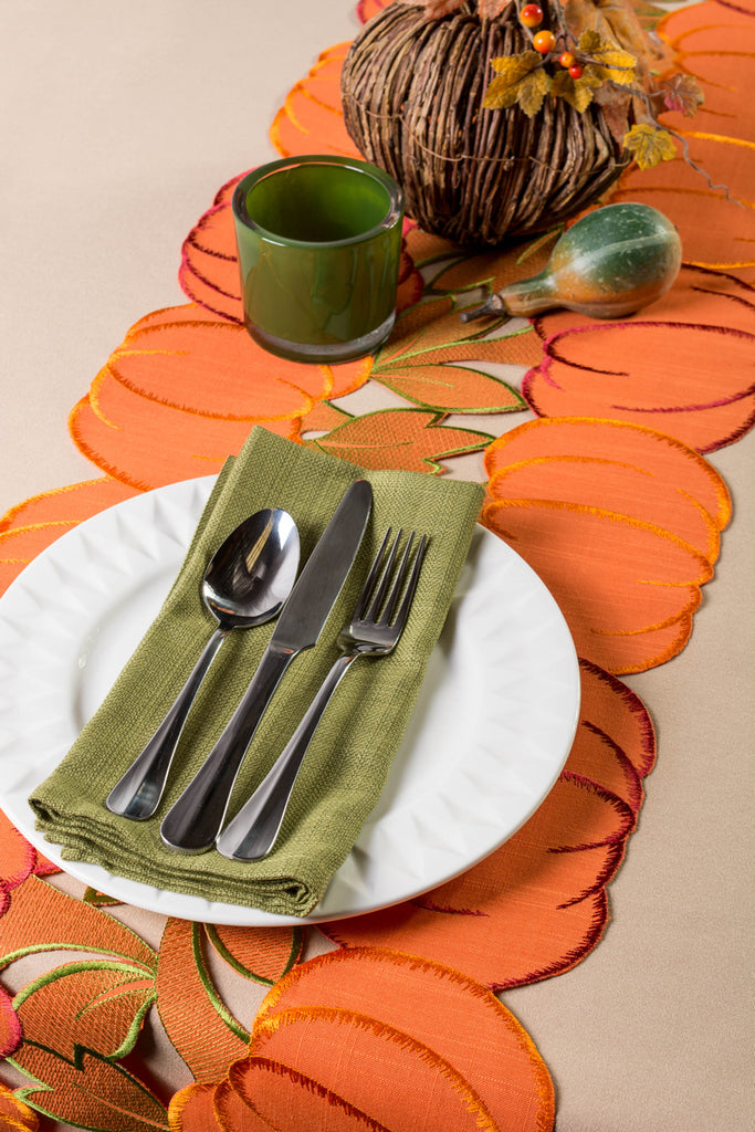 DII Embroidered Pumpkins Table Runner, 14x70"