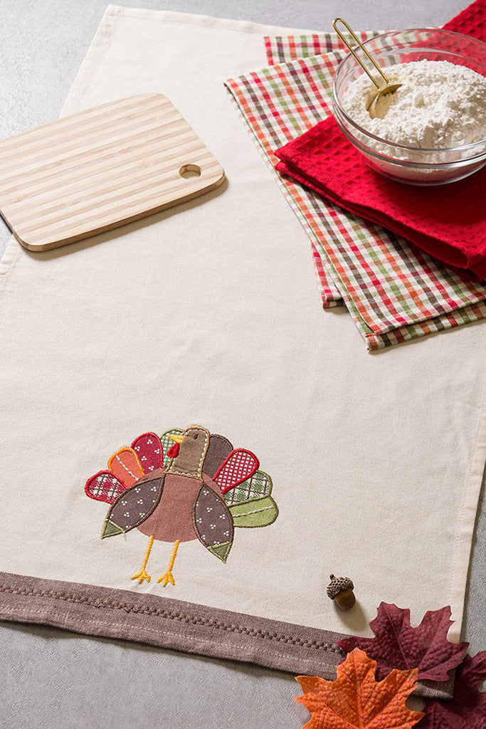 Fall Turkey Embroidered Dishtowel Set of 3