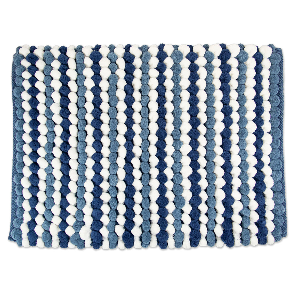 Blue Striped Microfiber Bath Mat 21x34