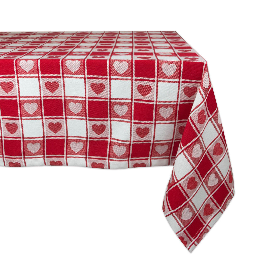 Hearts Woven Check Tablecloth 52x52