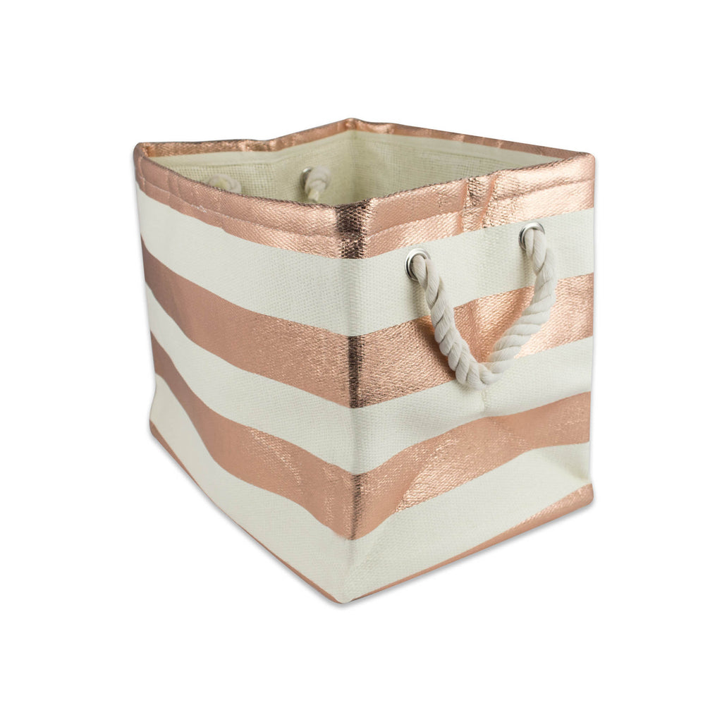 Paper Basket Stripe Copper Rectangle Medium 15x14x10