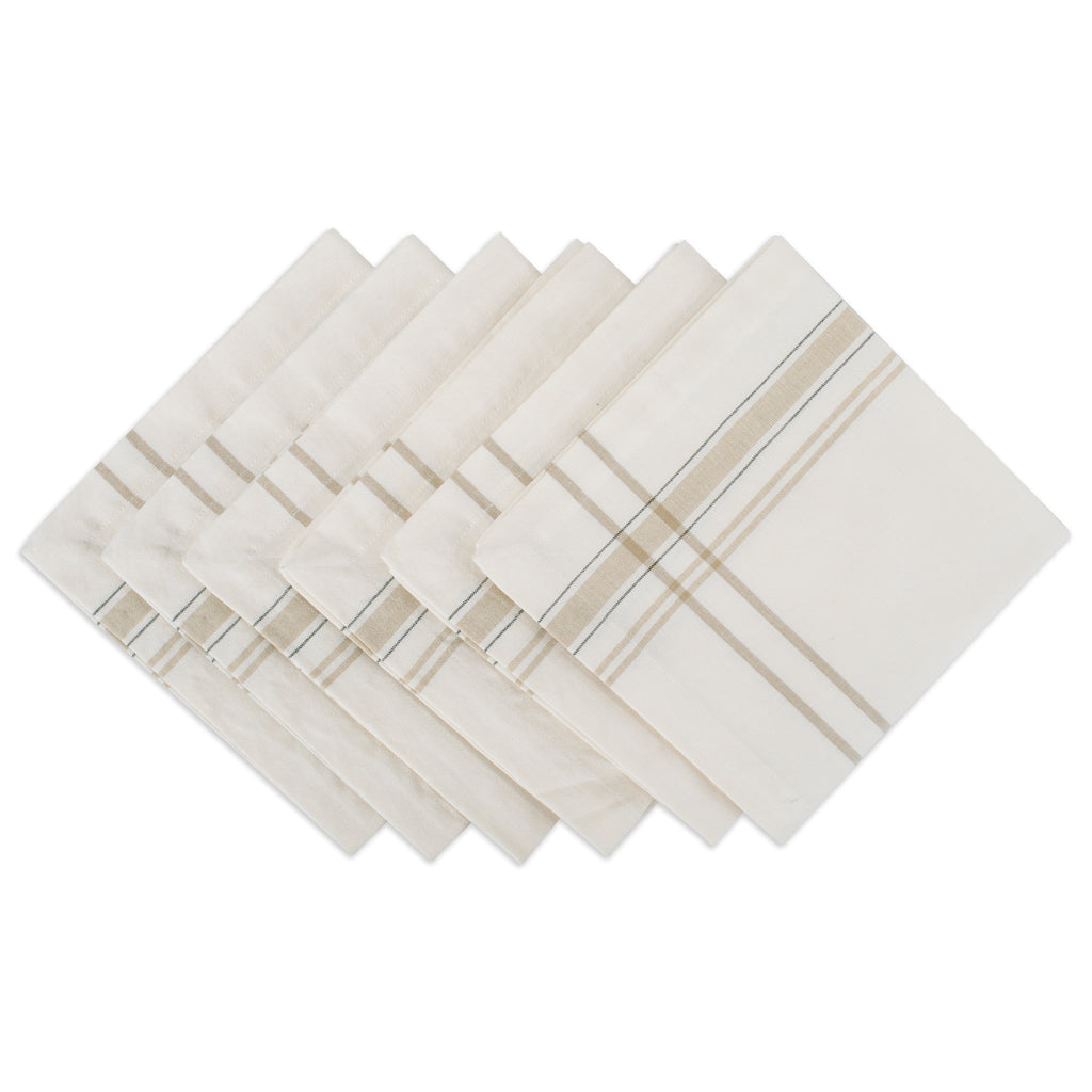 White Chambray French Stripe Napkin Set/6