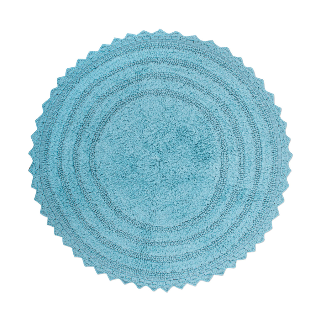 Cameo Blue  Round Crochet Bath Mat