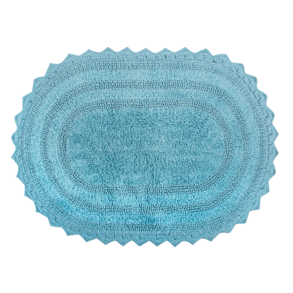 Cameo Blue Small Oval Crochet Bath Mat