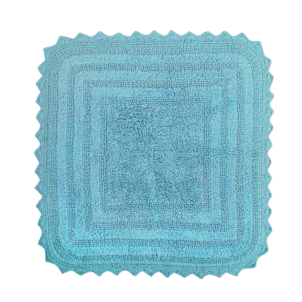 Cameo Blue Square Crochet Bath Mat