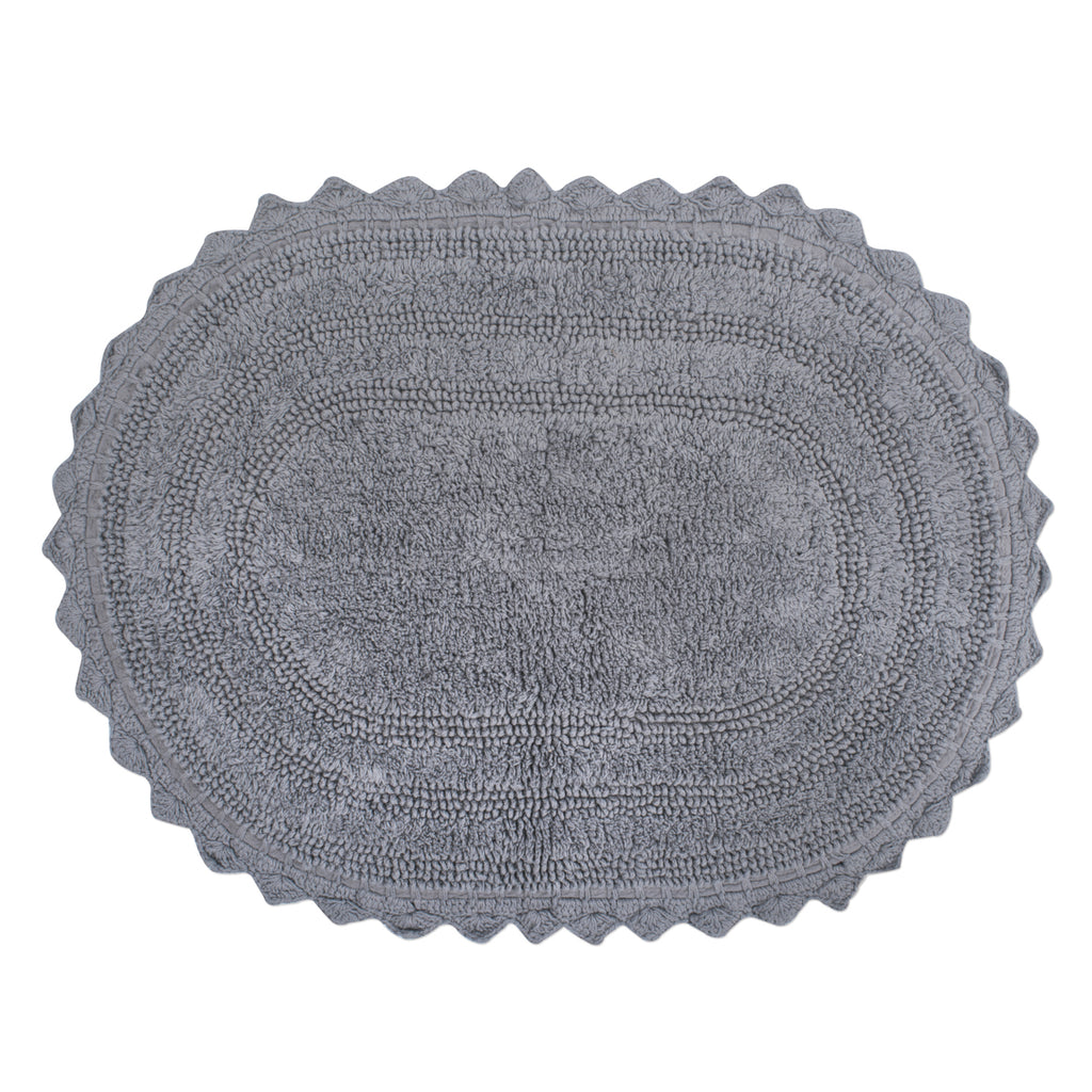Gray Small Oval Crochet Bath Mat
