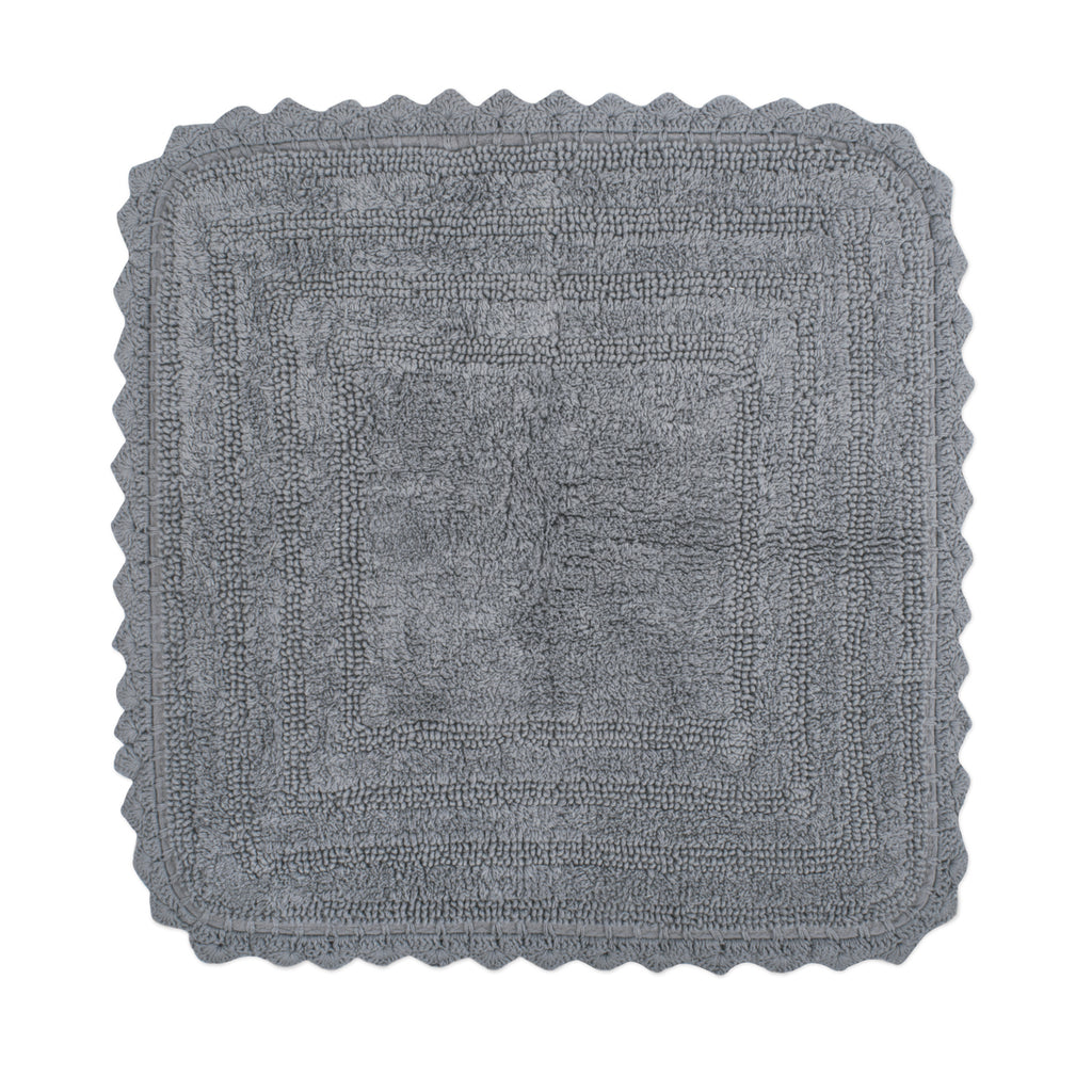Gray Square Crochet Bath Mat