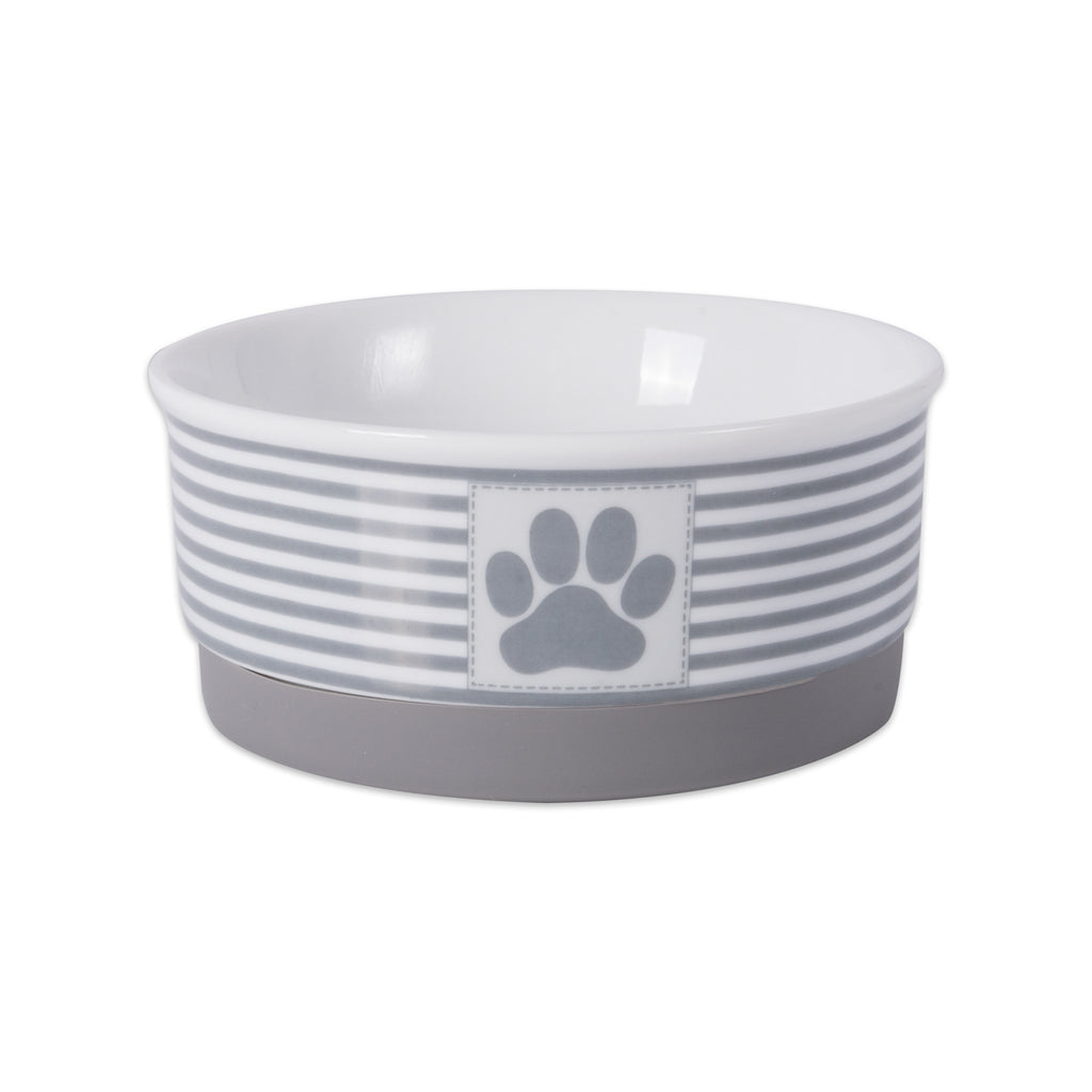 Paw Patch Stripe Gray Small Pet Bowl 4.25dx2h Set of 2