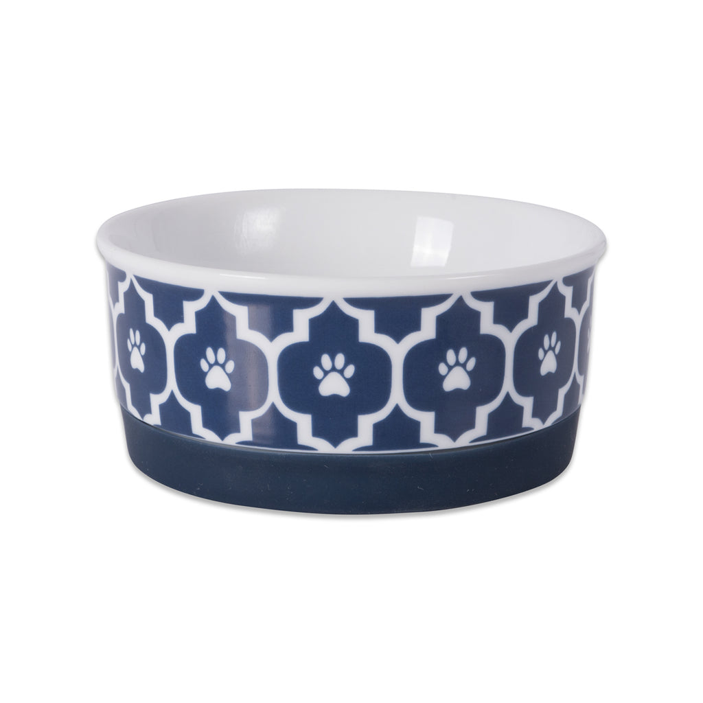 Pet Bowl Lattice Nautical Blue Small 4.25dx2h