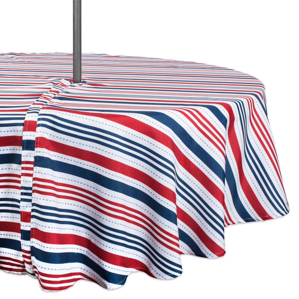 Patriotic Stripe Outdoor Tablecloth With Zipper 52 Round