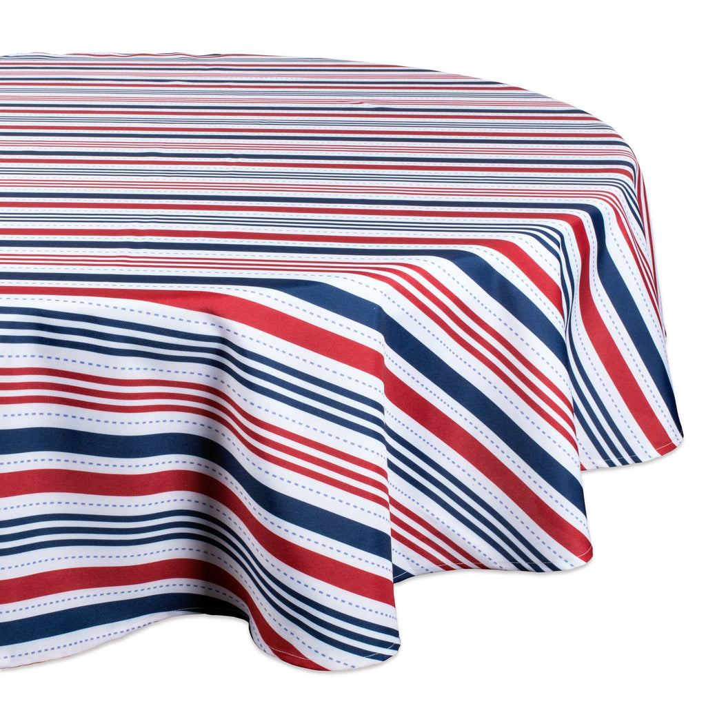 Patriotic Stripe Outdoor Tablecloth 60 Round