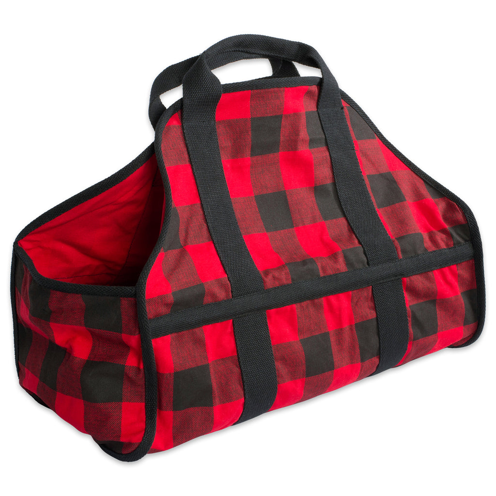 Red Buffalo Check Firewood Tote