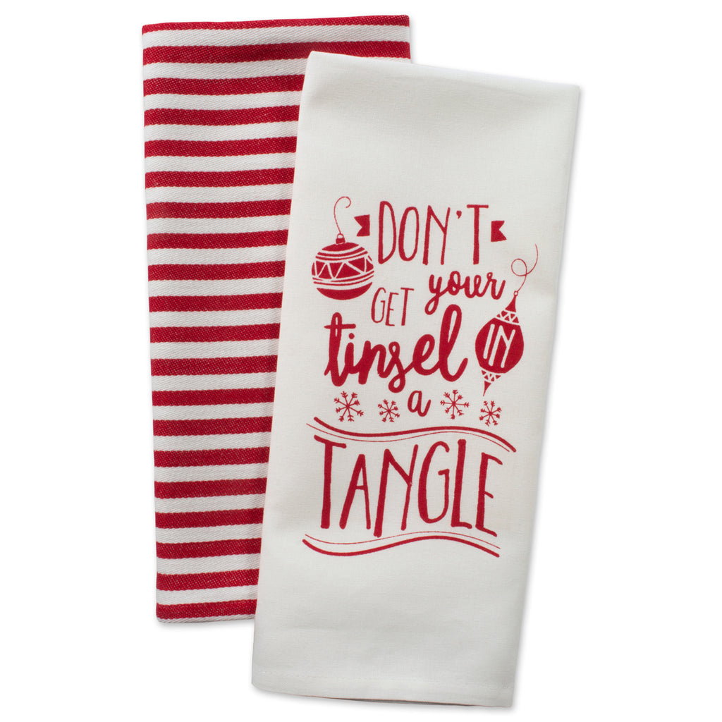Tinsel In A Tangle Holiday Printed Dishtowel Set of 2