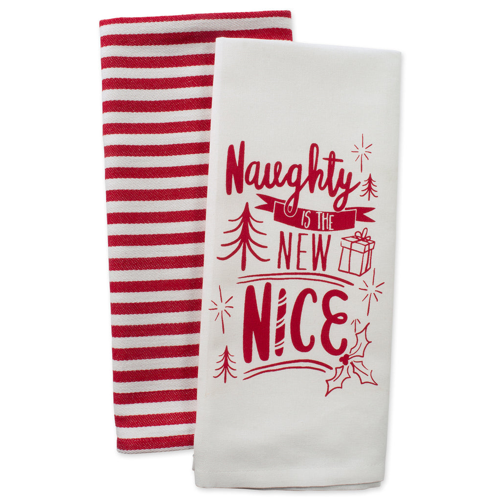 Naughty Nice Holiday Printed Dishtowel Set of 2