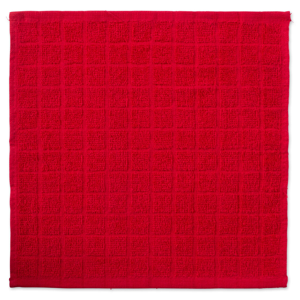 DII Solid Red Windowpane Terry Dishcloth Set of 6