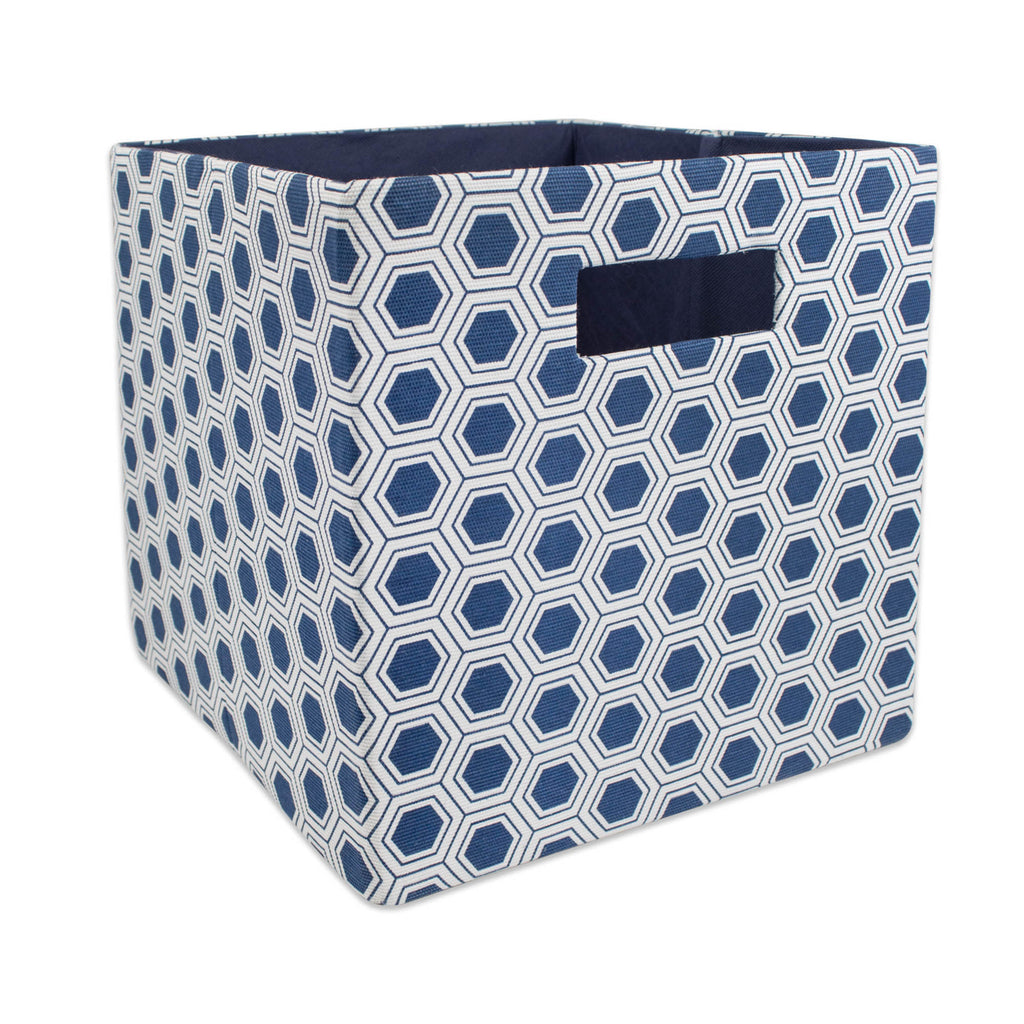 Polyester Cube Honeycomb Nautical Blue Square 13x13x13