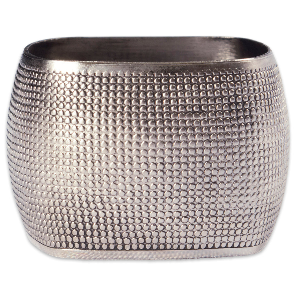DII Silver Textured Square Napkin Ring Set of 6