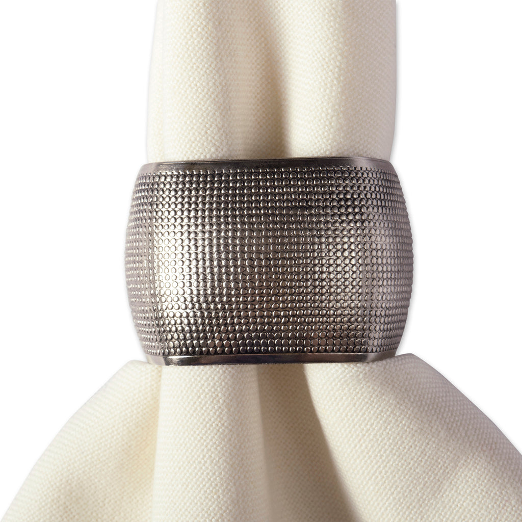 DII Silver Textured Square Napkin Ring Set of 6