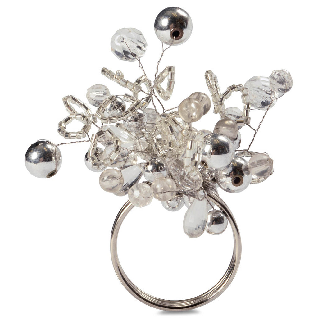 DII Silver Multi Bead Napkin Ring Set of 6
