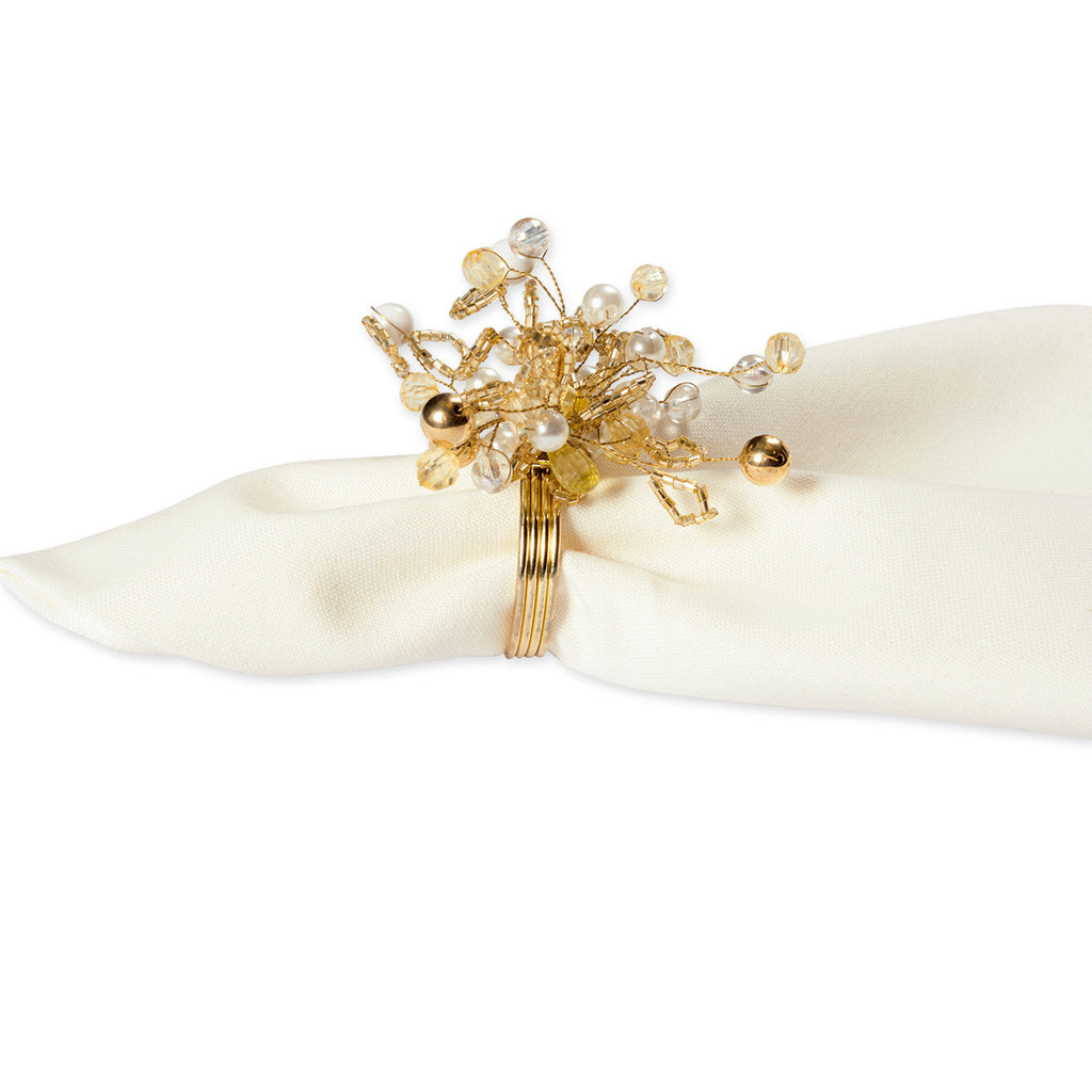 DII Gold Multi Bead Napkin Ring Set of 6