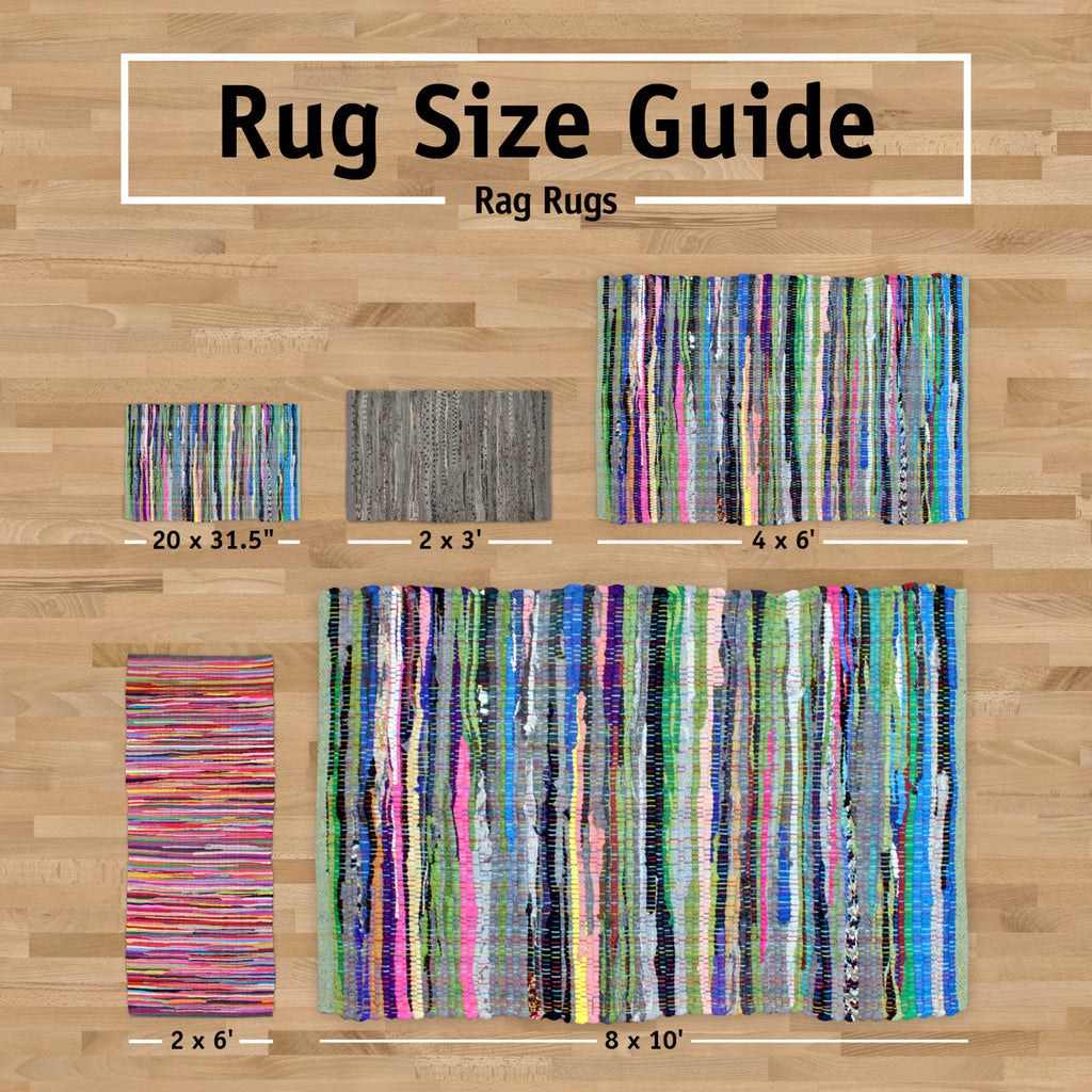 DII Blue Squares Recycled Yarn Rug