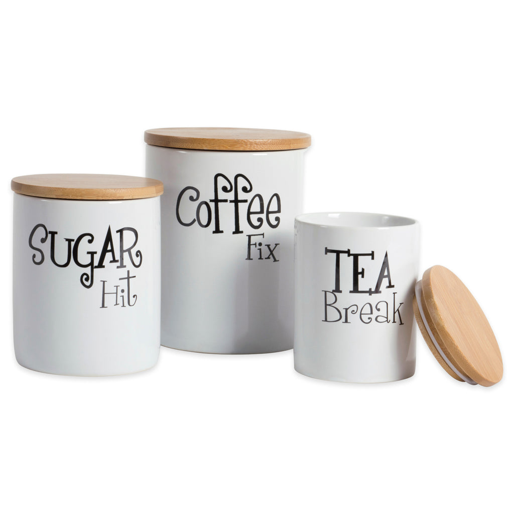 White Coffee/Sugar/Tea Ceramic Canister Set/3