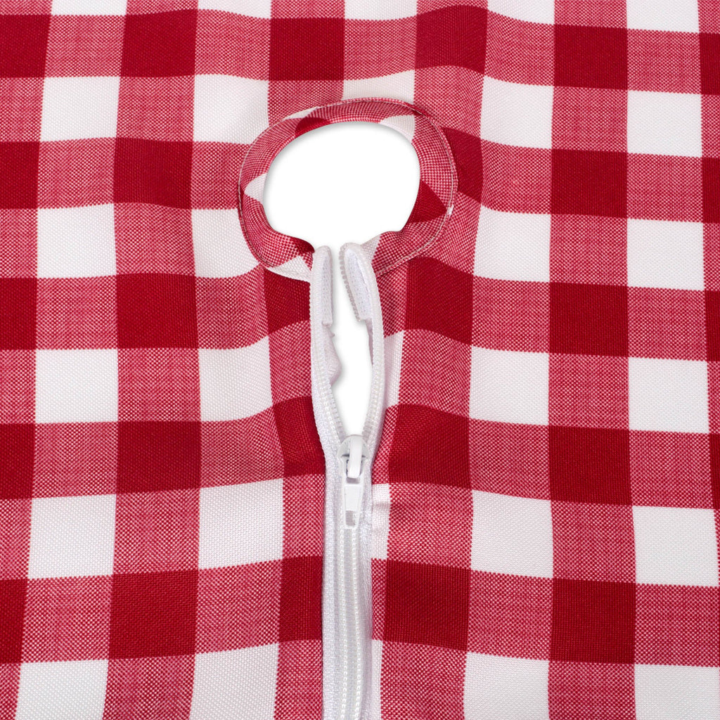 Red Check Outdoor Table Runner With Zipper