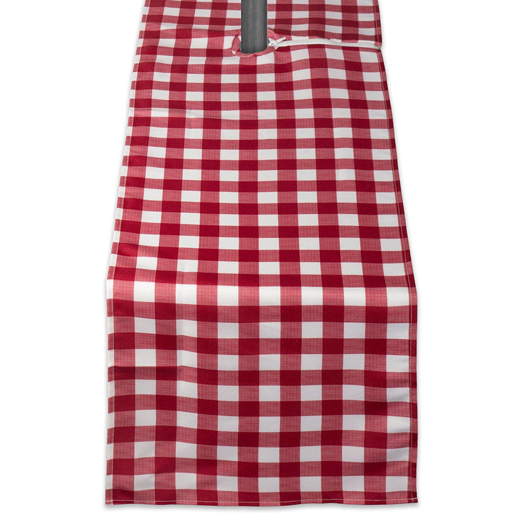 Red Check Outdoor Table Runner With Zipper 14x108