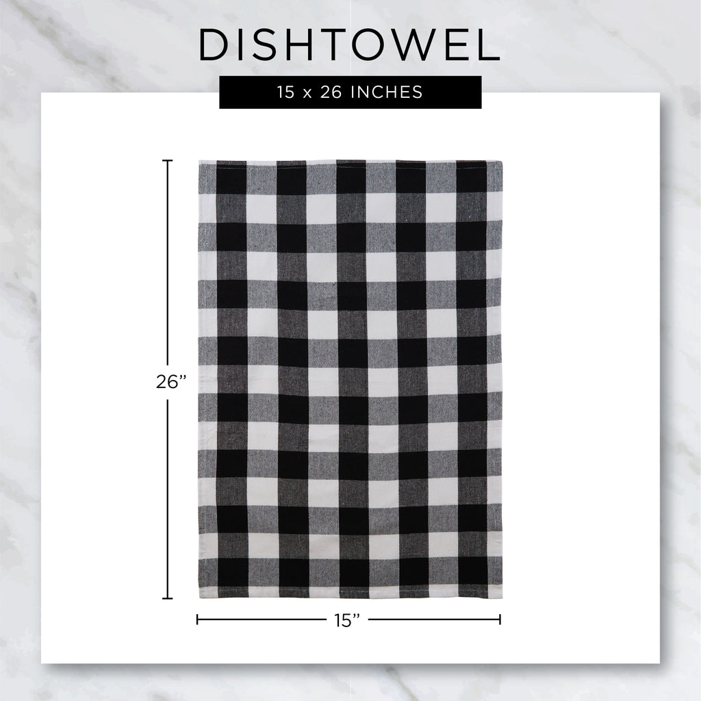 Black Solid Waffle Dishtowel Set of 4
