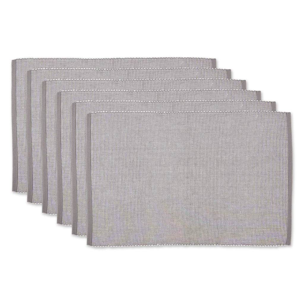 DII Gray & White 2-Tone Ribbed Placemat Set of 6
