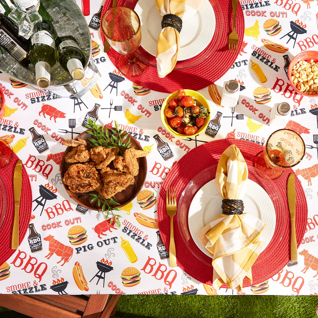 BBQ Fun Print Outdoor Tablecloth 60x120