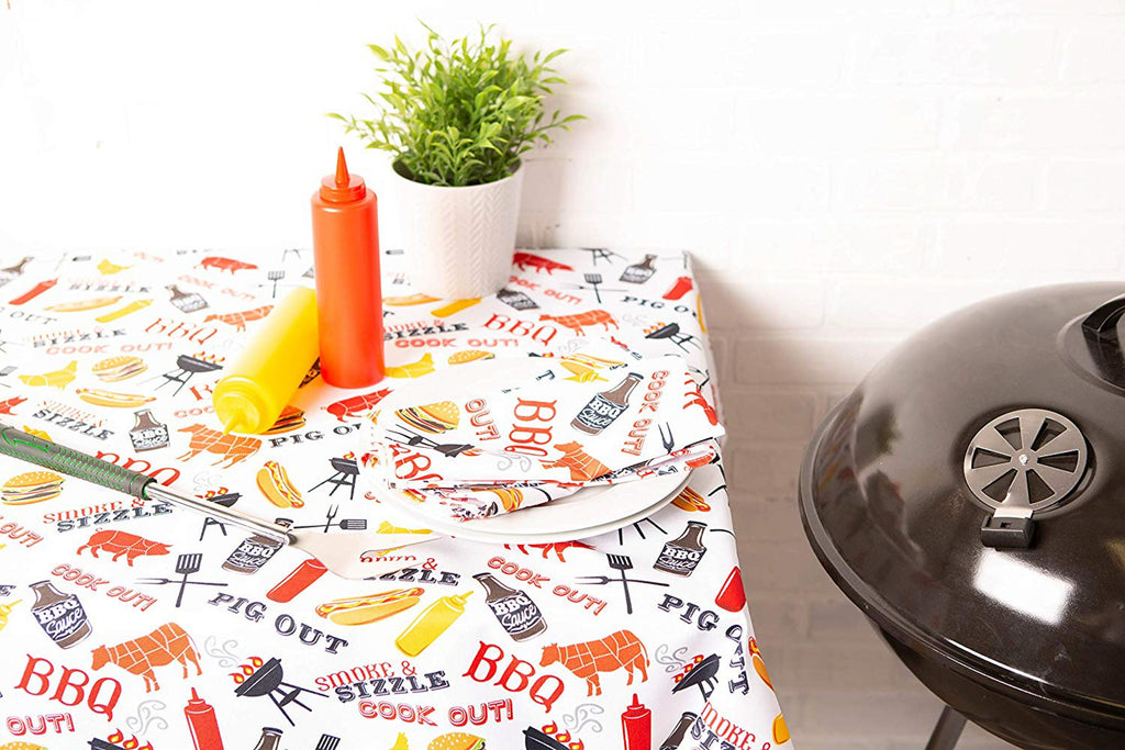 BBQ Fun Print Outdoor Tablecloth 60 x 84