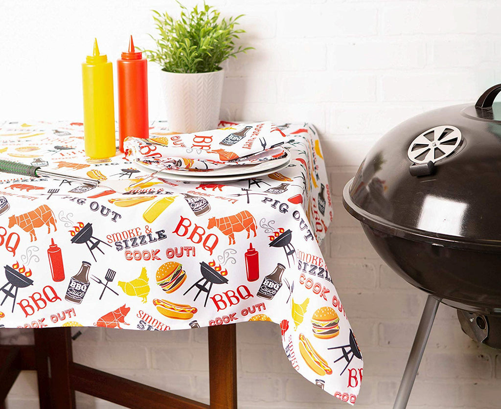 BBQ Fun Print Outdoor Tablecloth 60 x 84