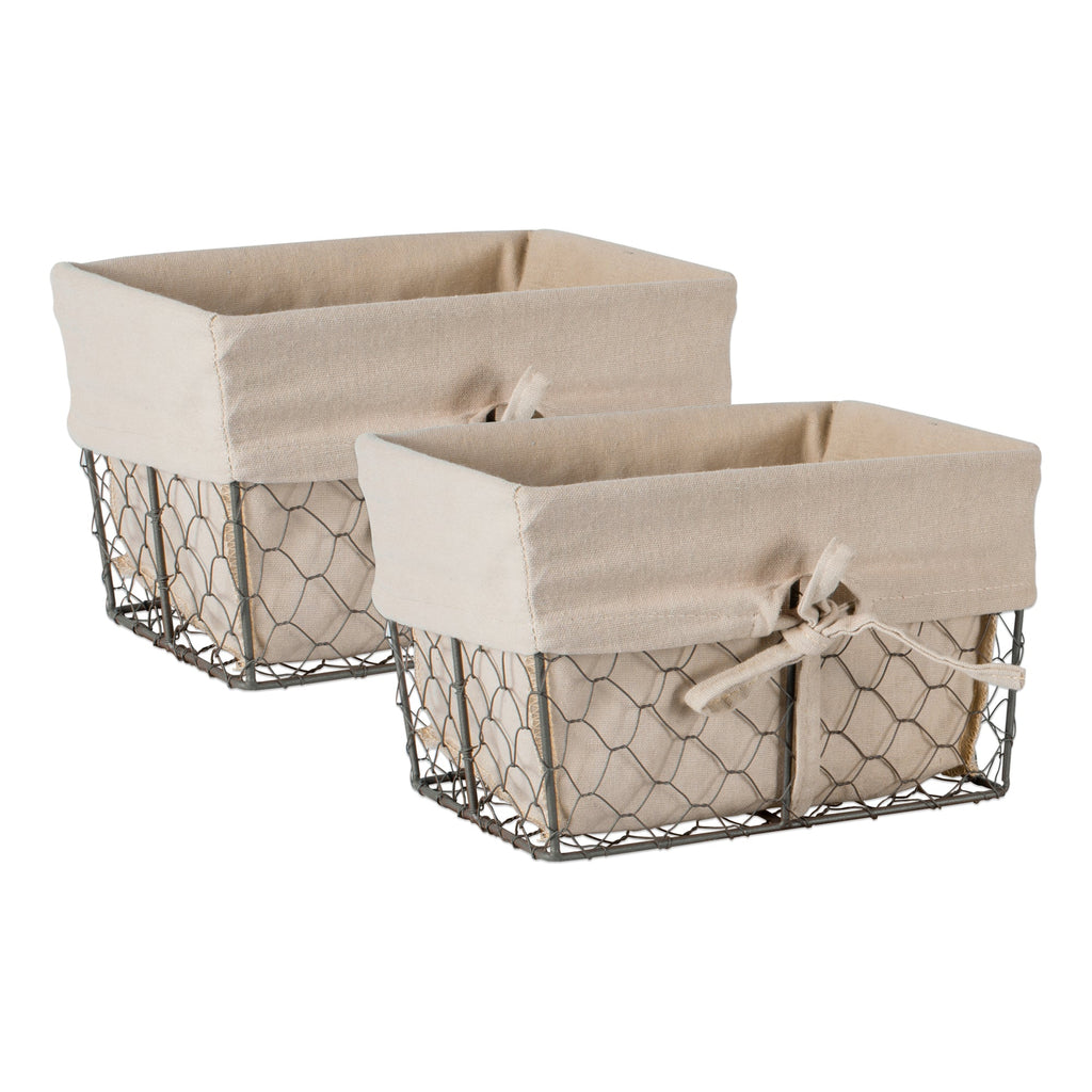 Bronze Chicken Wire Lined Basket Set of 2