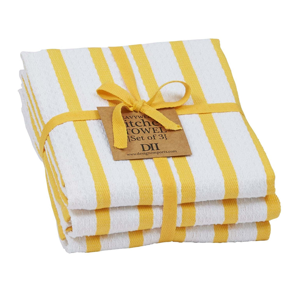 Daffodil Stripe Heavyweight Dishtowel Set of 3 - DII Design Imports