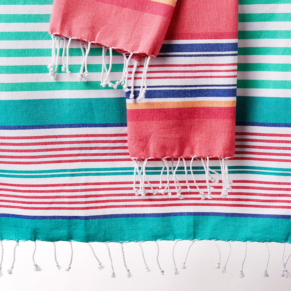 Beachy Aqua Stripes Fouta Towel - Small - DII Design Imports