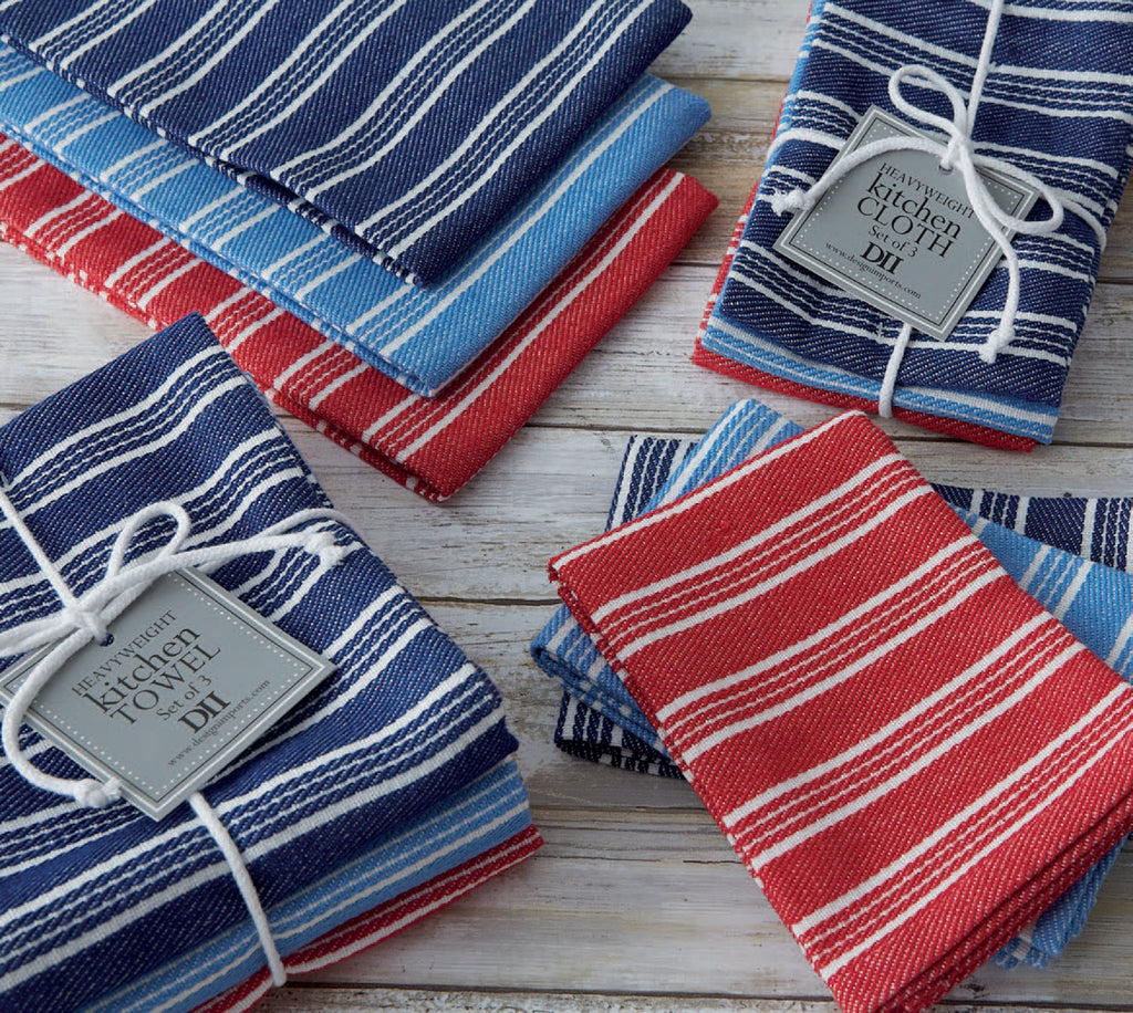 Starboard Stripe Heavyweight Dishcloth 13 x 13" Set of 3