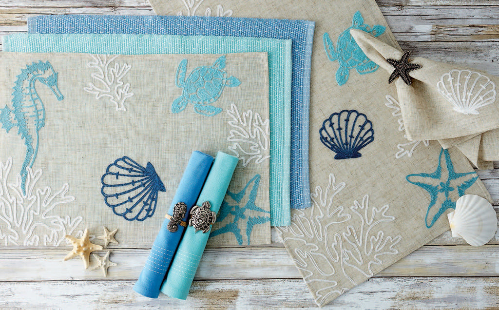 Seashore Embroidered Table Runner - 14 X 72"