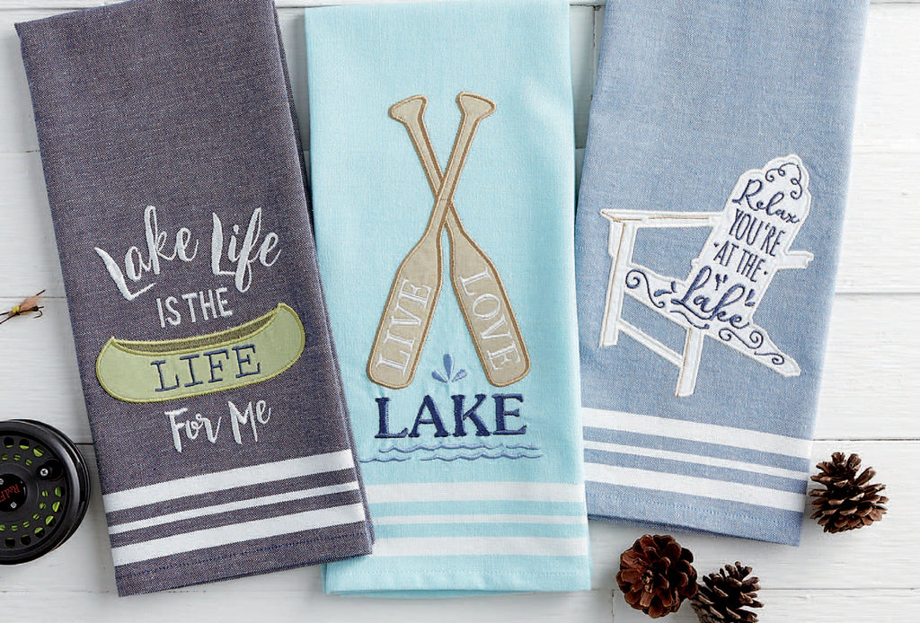 Relax at the Lake Embellished Dishtowel