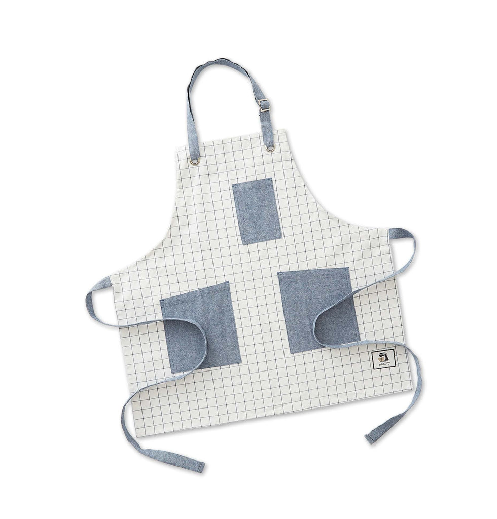 Pantry Apron - Navy Windowpane Plaid