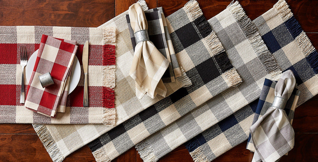 Garnet Check Fringe Placemat