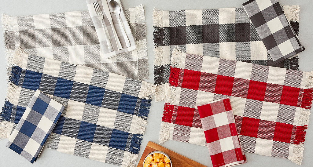 Dove Gray Check Fringe Placemat